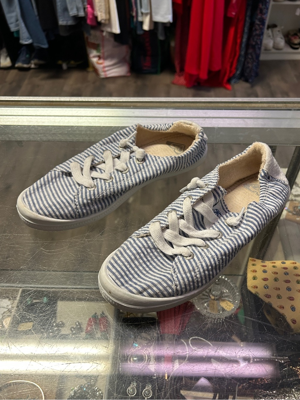 Roxy Blue White Stripe Sneakers size 7.5 - Picture 3 of 6